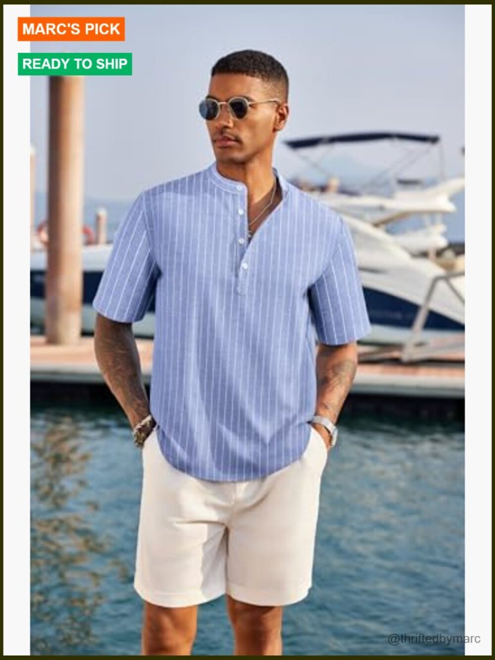 Men's Linen Henley Shirt Short Sleeve Casual Summer Beach T-Shirt - Picture 2 of 7